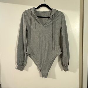 Small gray cider hooded bodysuit